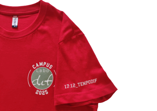 t-shirt campus 2025 dettaglio stampa